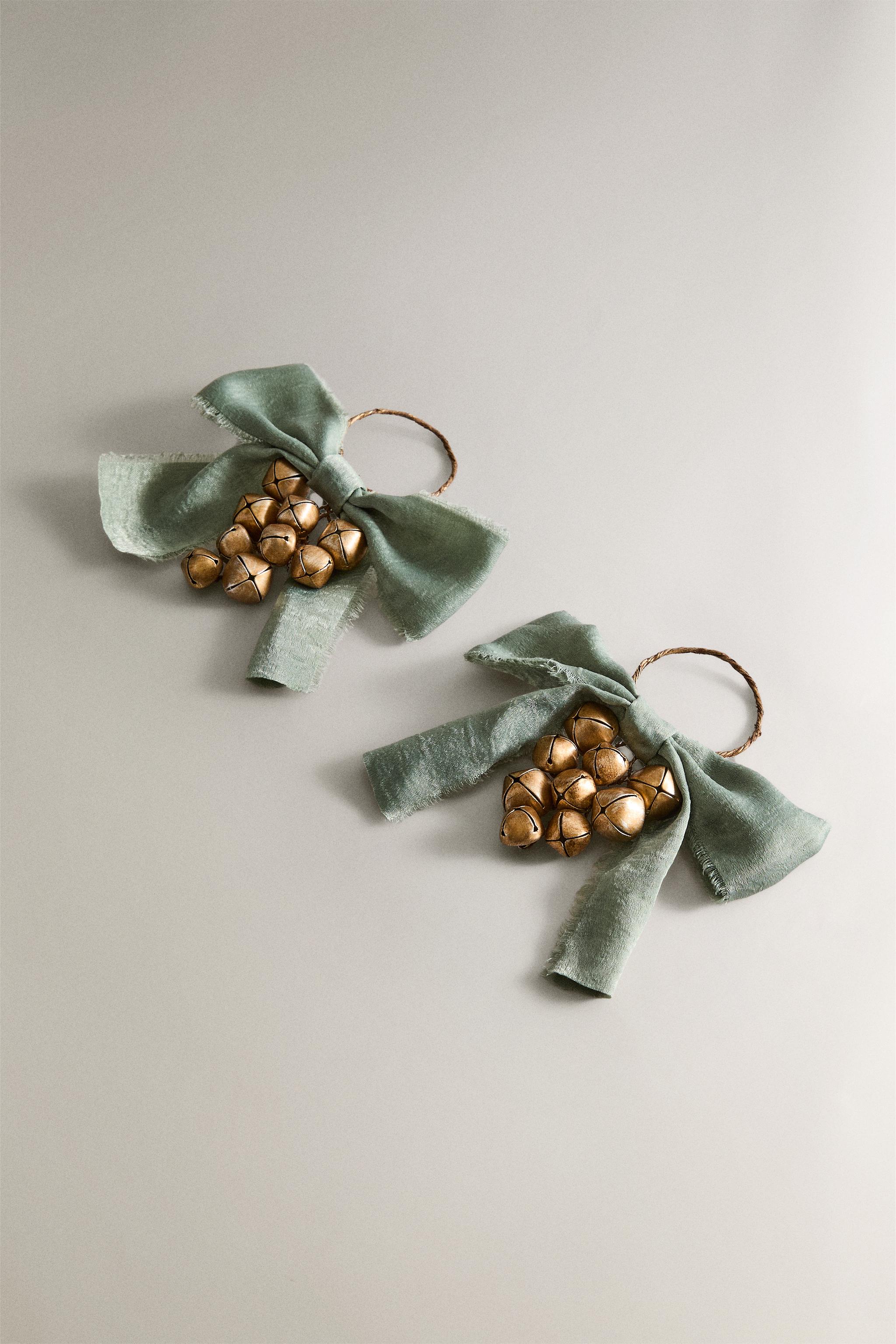 SET OF CHRISTMAS SLEIGH BELL NAPKIN RINGS (SET OF 2)